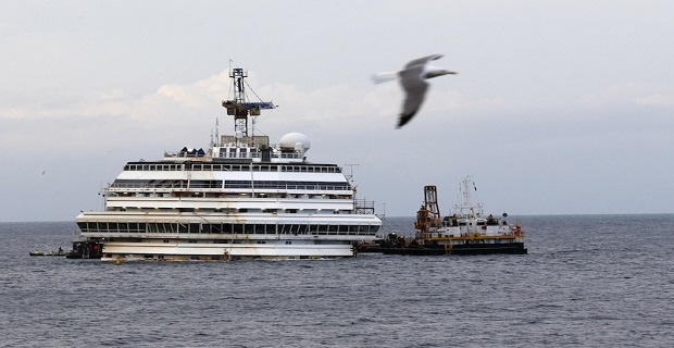 The cruise liner Costa Concordia is seen outside Giglio harbour